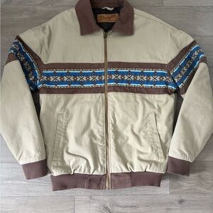 Wrangler Men's Tan and Brown Bomber Jacket Aztec